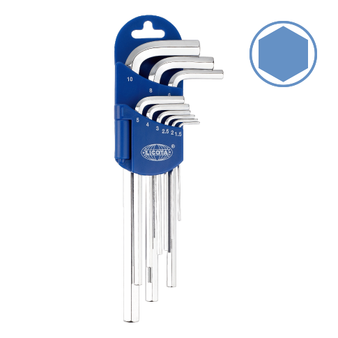 LICOTA MADE IN TAIWAN 9PCS LONG TYPE HEX KEY SET MICRO FINISH 1.5-10MM