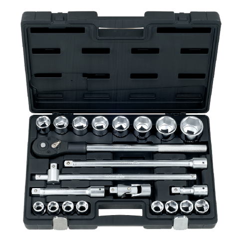 LICOTA MADE IN TAIWAN 22PCS 3/4" DR. FLANK SOCKET SET, MIRROR FINISH 19-50MM