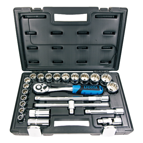 LICOTA MADE IN TAIWAN 24PCS 1/2" DR. SOCKET SET BLOW CASE 3/8" - 1-1/4"