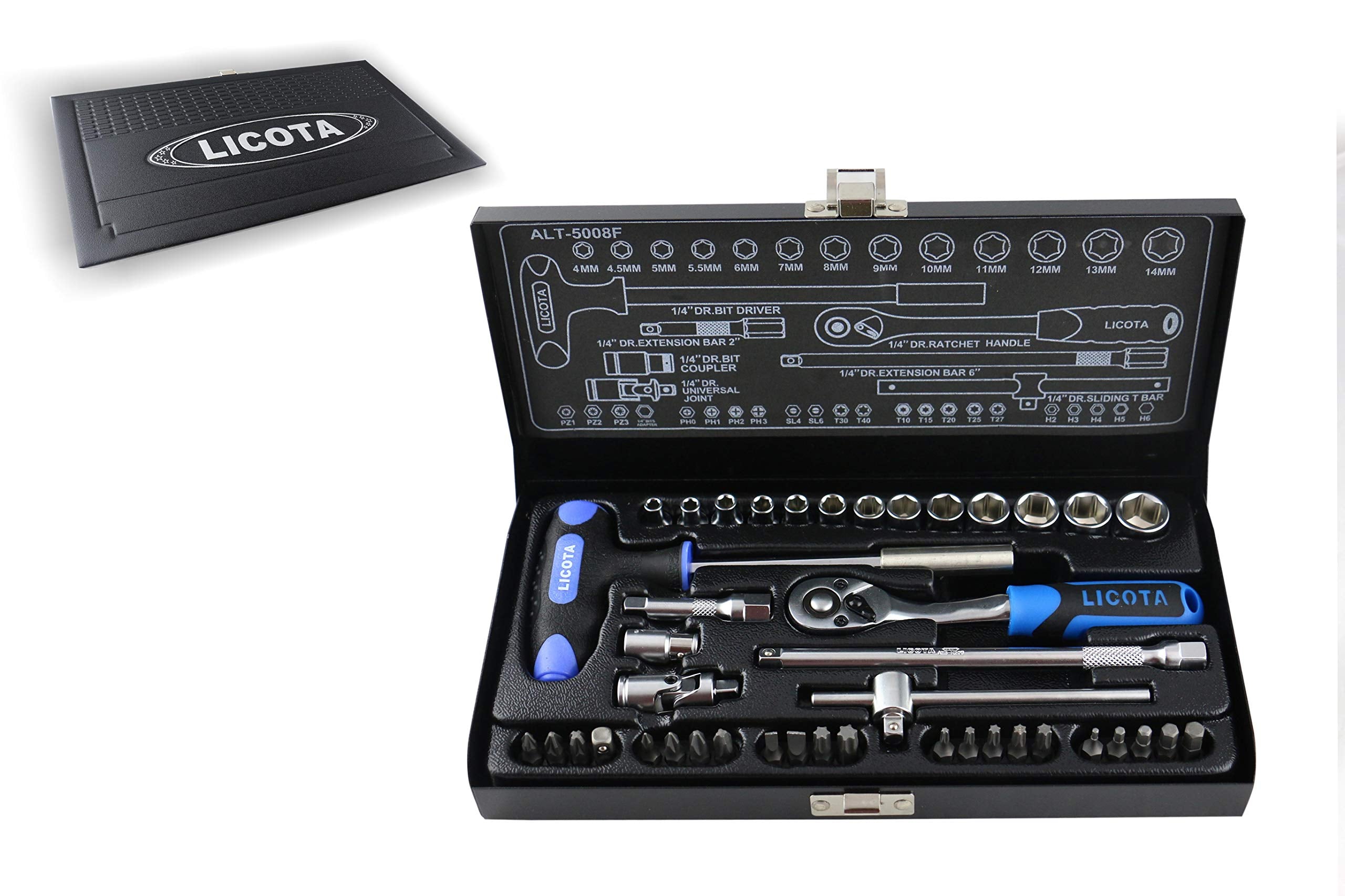 LICOTA MADE IN TAIWAN 42PCS 1/4" DR. RATCHET SOCKET AND BIT SET