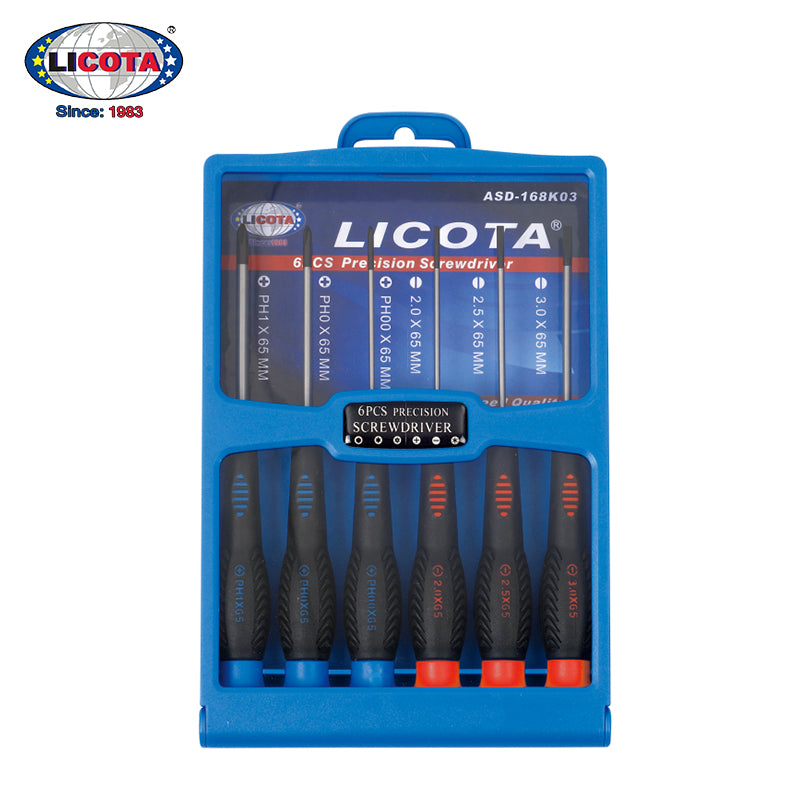 LICOTA MADE IN TAIWAN 6PCS PRECISION SCREWDRIVER SET PLASTIC BOX