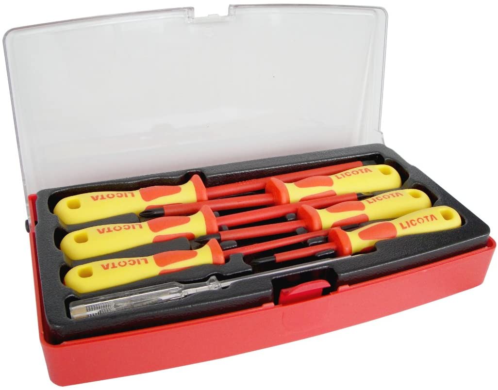 LICOTA MADE IN TAIWAN 7PCS PRO VDE INSULATED SCREWDRIVER SET PLASTIC BOX