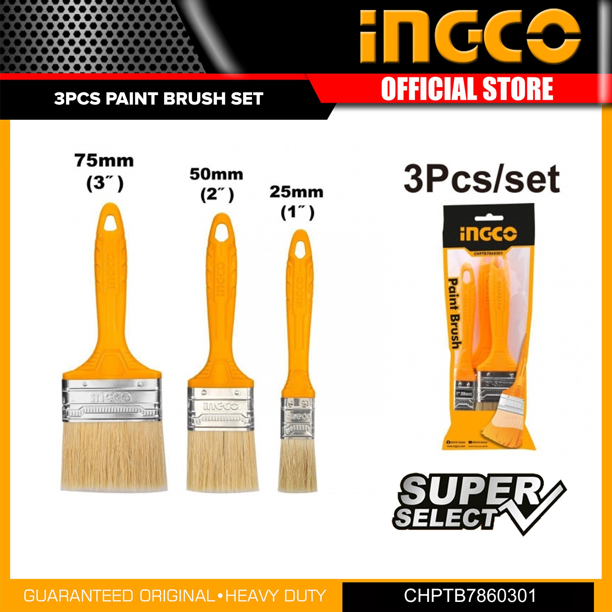 Ingco 3pcs paint brush set CHPTB7860301