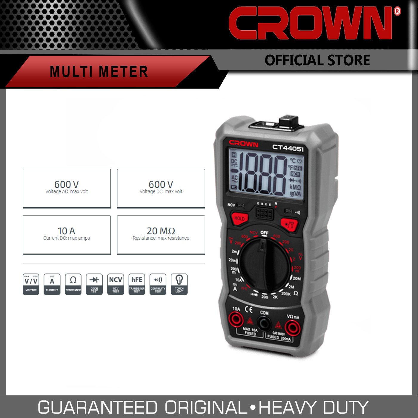 Crown Digital Multi Meter 600V AC/DC 10A