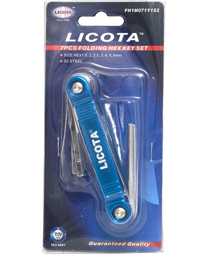 LICOTA MADE IN TAIWAN 7PCS FOLDING HEX KEY SET 1.5-6MM