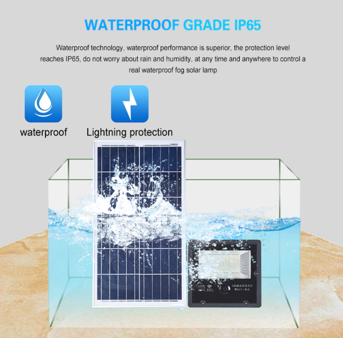 LED Solar floodlight with external Panel 200W