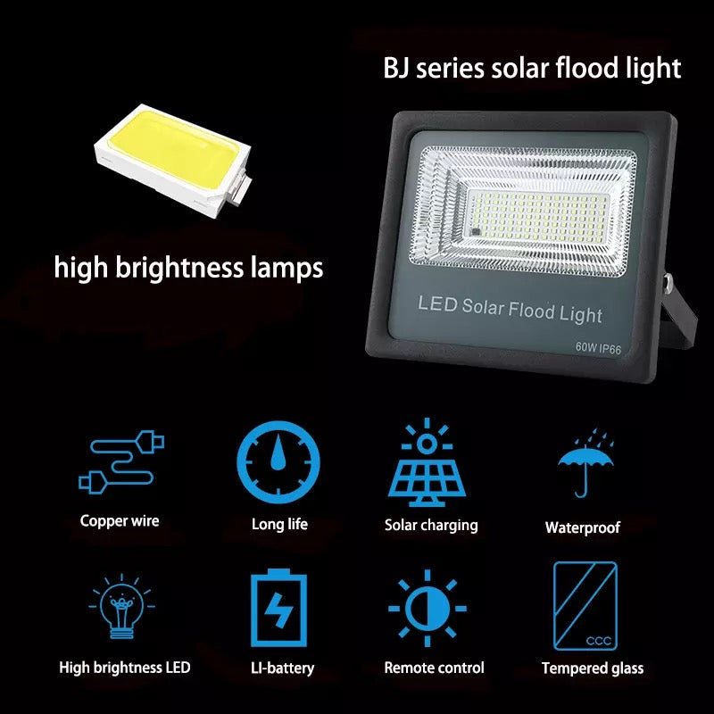 LED Solar floodlight with external Panel 60W