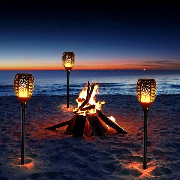 Solar flame bollard light