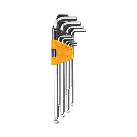 Ingco  9pcs Ball point hex key set extra long arm HHK12092