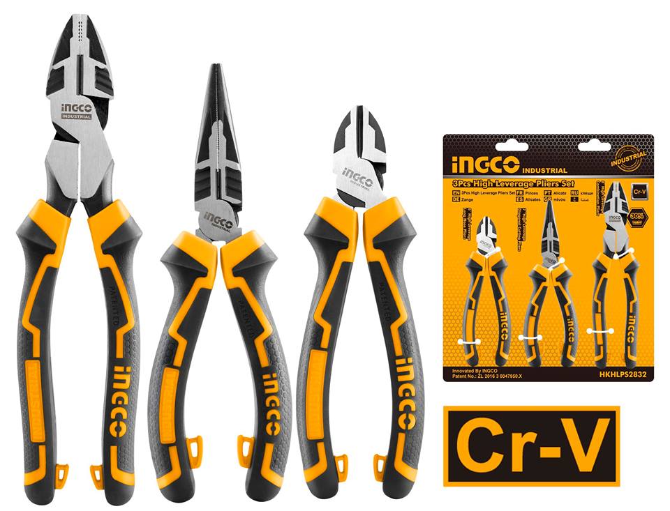 Ingco 3pcs high leverage pliers set 9.5",8",7" HKHLPS2832