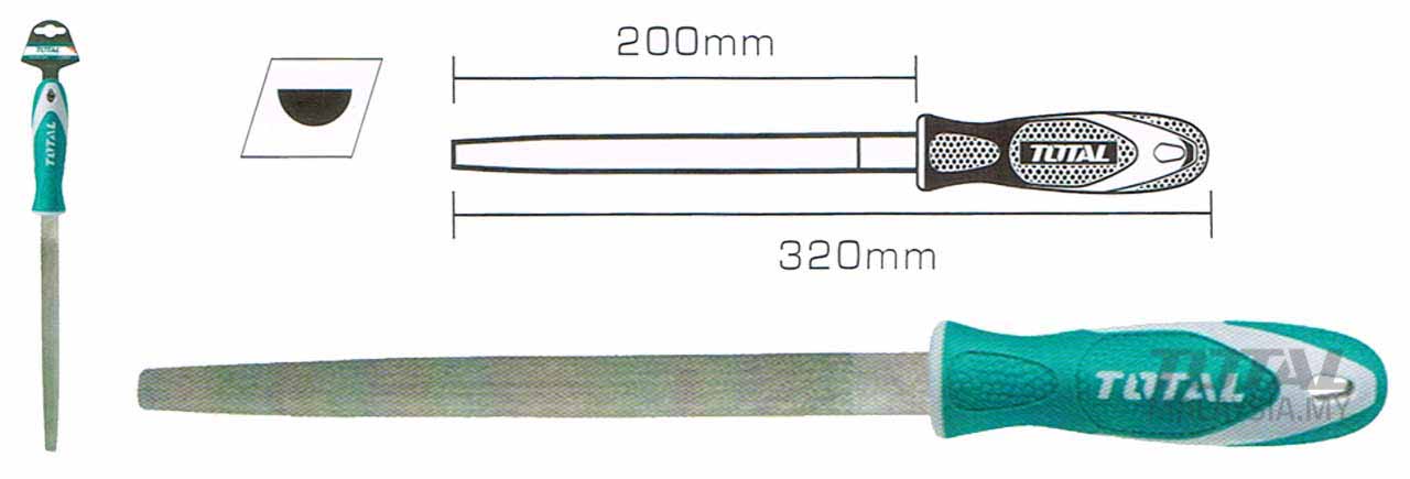 Total Half round steel file 200mm THT91286